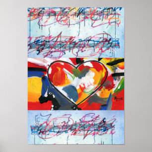 Póster Modern Colorful Watercolor Abstract Heart