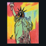 Póster Modern colorful watercolor Lady Liberty Pop Art<br><div class="desc">Modern colorful watercolor Statue of Liberty Pop Art stylish painting Poster.</div>