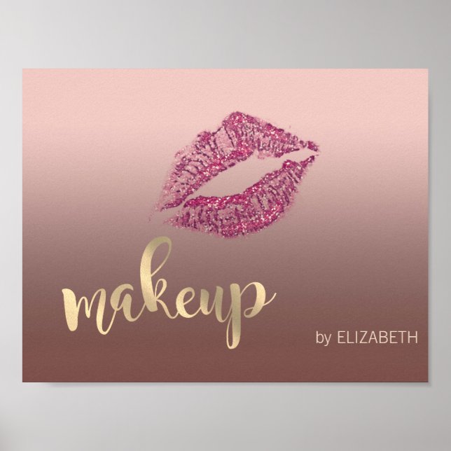 Póster Modern Cool Glittery Lips , Makeup artist (Frente)