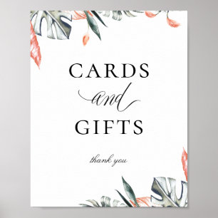 Póster Modern Coral Tropics Cards Gifts Sign