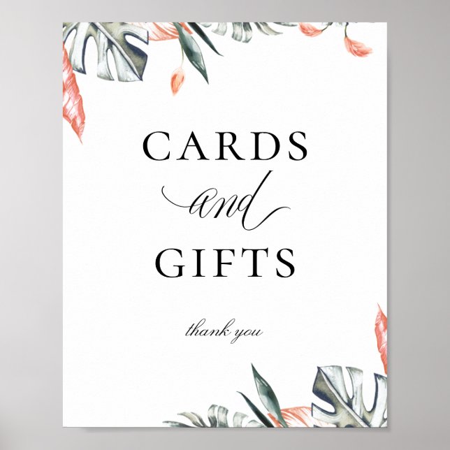Póster Modern Coral Tropics Cards Gifts Sign (Frente)