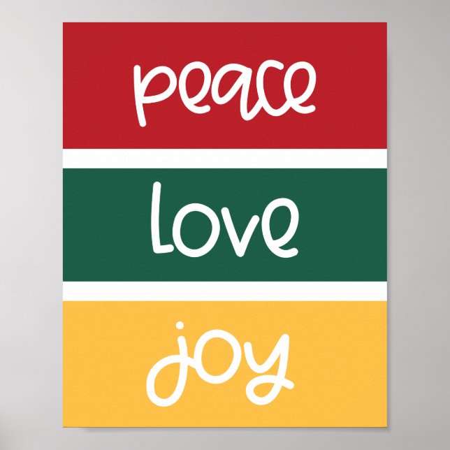 Póster Modern Cute Peace Love Joy Saludos de Navidad (Frente)