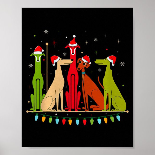 Póster Modern Dogs 60s 70s 80s Style Funny Dogs Christmas (Frente)