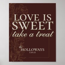 Póster  Modern Earth Tone Treat Wedding Table Sign