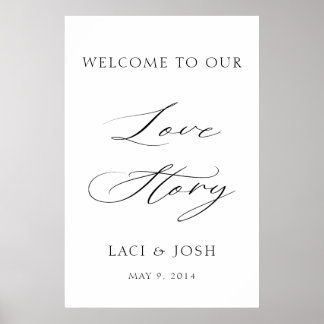 Póster Modern Elegant Calligraphy Welcome Wedding Sign