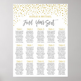 Póster Modern Elegant Gold Confetti Wedding Seating Chart