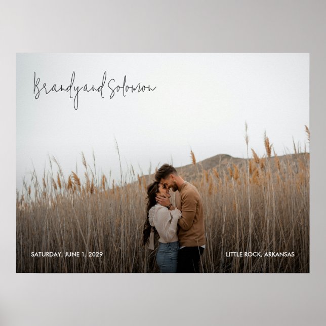 Póster Modern Elegant Photo Wedding Sign (Frente)