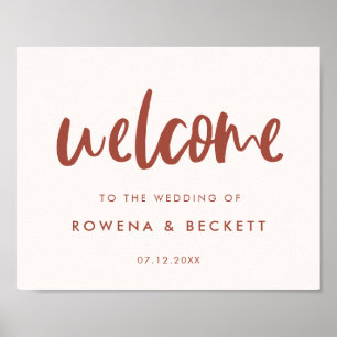 Póster Modern elegant snow pink Wedding welcome
