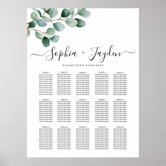 Póster Modern Eucalyptus Greenery Wedding (Frente)
