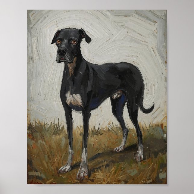 Póster  Modern Expressionist Dog Art Poster (Frente)