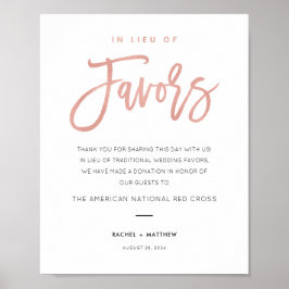 Póster Modern Fairytale Rose Gold In Lieu Of Favors Sign