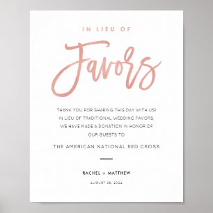 Póster Modern Fairytale Rose Gold In Lieu Of Favors Sign