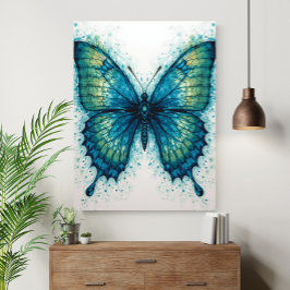Póster Modern Fantasy Fractal Art Watercolor Butterfly
