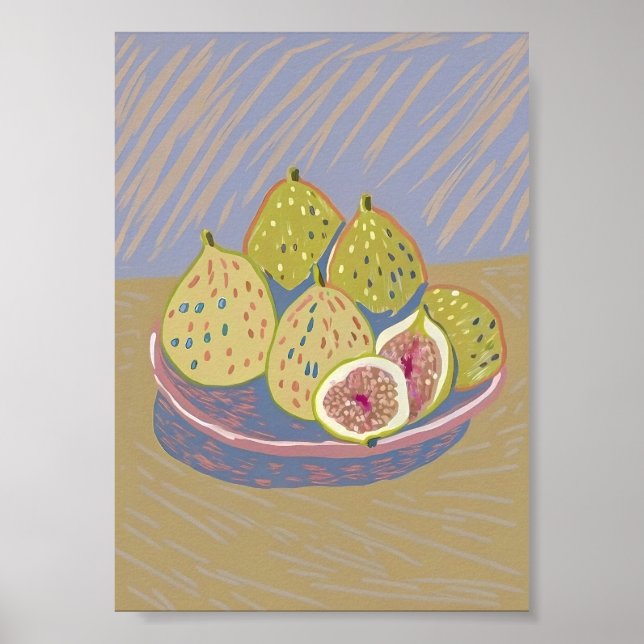 Póster Modern Fig Still Life Pastel Painterly Fruit Art  (Frente)