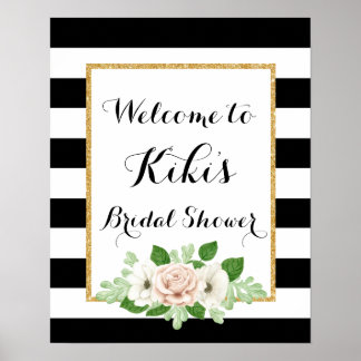 Póster Modern floral bridal shower welcome sign