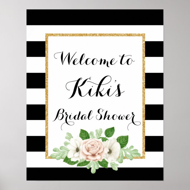 Póster Modern floral bridal shower welcome sign (Frente)