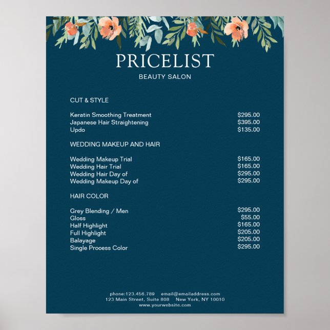 Póster Modern Floral Preislisten  Poster (Frente)