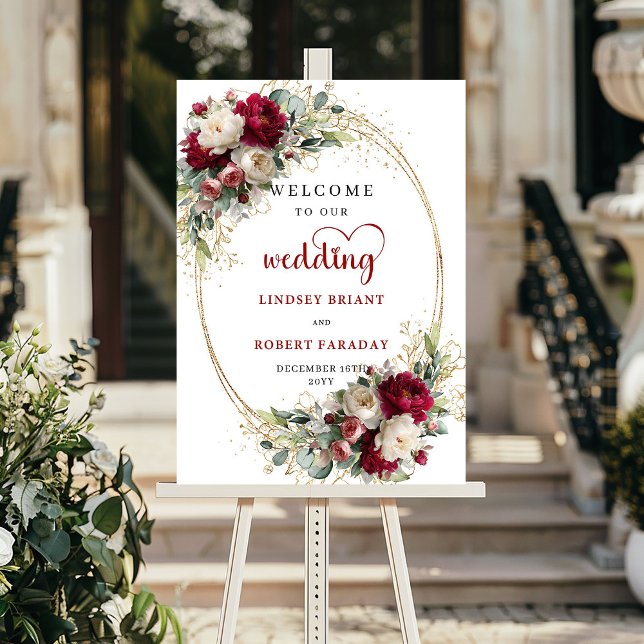 Póster Modern Floral Wedding Welcome Sign Custom Poster (Modern Floral Wedding Welcome Sign Custom Poster)