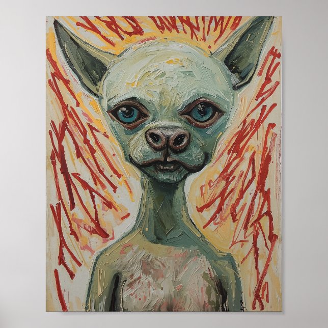 Póster Modern Frenchie Expressionist Art (Frente)