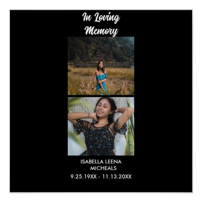 Póster Modern Funeral Personalized 2 Photo Memorial (Anverso)
