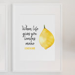 Póster Modern Funny Lemon Yellow Quote<br><div class="desc">Modern Funny Lemon Yellow Quote</div>
