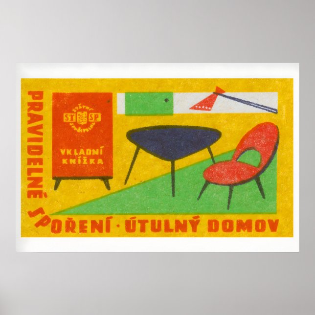 Póster Modern Furniture - Matchbox Print - Czech Wall Art (Frente)