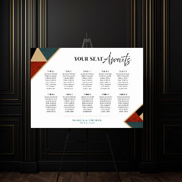 Póster Modern Geometric Art Deco Wedding Seating Chart 