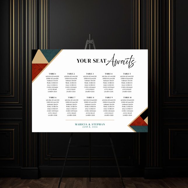 Póster Modern Geometric Art Deco Wedding Seating Chart  (Subido por el creador)