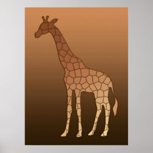 Póster Modern Geometric Giraffe, Copper and Brown
