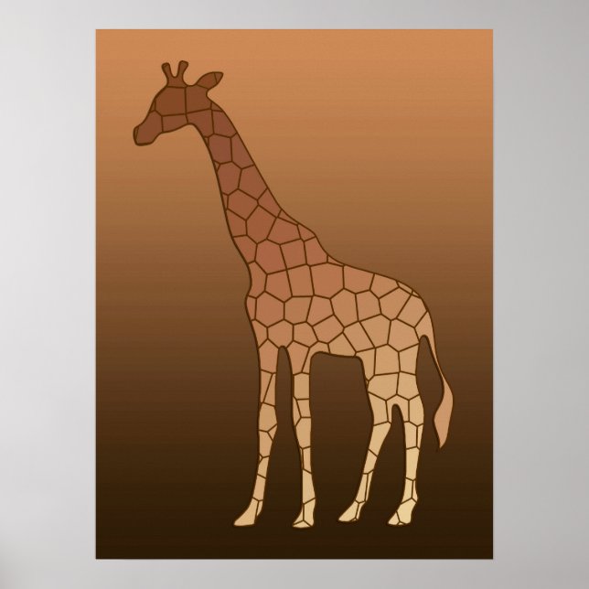 Póster Modern Geometric Giraffe, Copper and Brown (Frente)