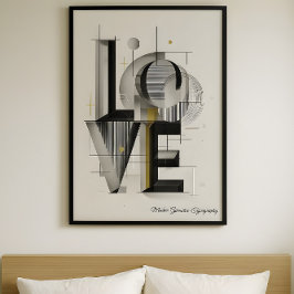 Póster Modern Geometric LOVE Typography Abstract Art