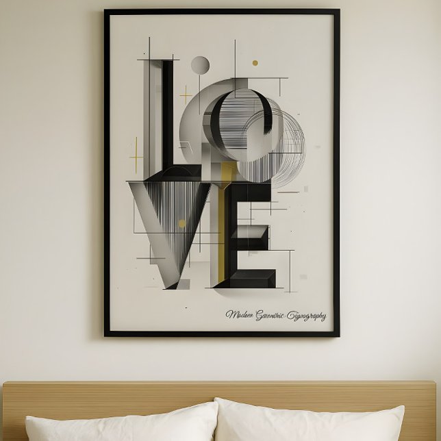 Póster Modern Geometric LOVE Typography Abstract Art (Subido por el creador)