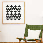 Póster Modern Geometric Shapes Art in Black and White<br><div class="desc">Mid Century Modern Geometric Art Design Poster in Black and White</div>