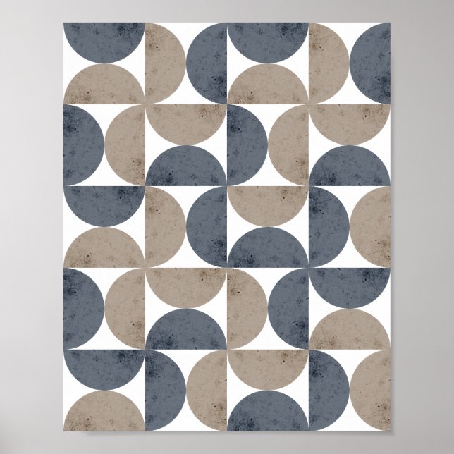 Póster Modern Geometric Textured Half-Moon Mid Century  (Frente)