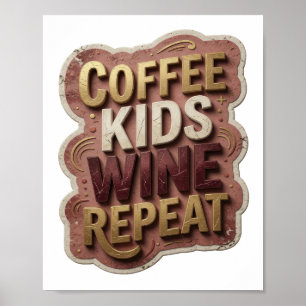 Póster Modern Gold CAFE NIÑOS VINO REPETICIÓN
