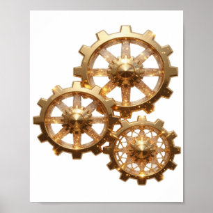 Póster Modern Gold ENGRANAJES DE RIQUEZA
