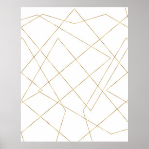 Póster Modern Gold Geometric Strokes Abstract Design
