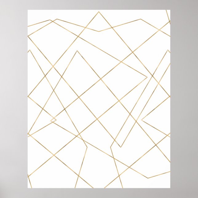 Póster Modern Gold Geometric Strokes Abstract Design (Frente)