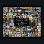 Póster Modern Graduate 94 Photo Collage Display<br><div class="desc">Celebrate a lifetime of memories with this 94 photo graduation memory poster print featuring modern typography for the title GRADUATE and highlighting the graduate’s name and class year. Designed to showcase childhood, sports, family, friends and milestone moments, this large photo collage display poster makes a stunning focal point for graduation...</div>