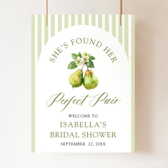 Póster Modern Green Gingham Perfect Pair Bridal Shower (Modern Green Gingham Perfect Pair Bridal Shower Welcome Sign )