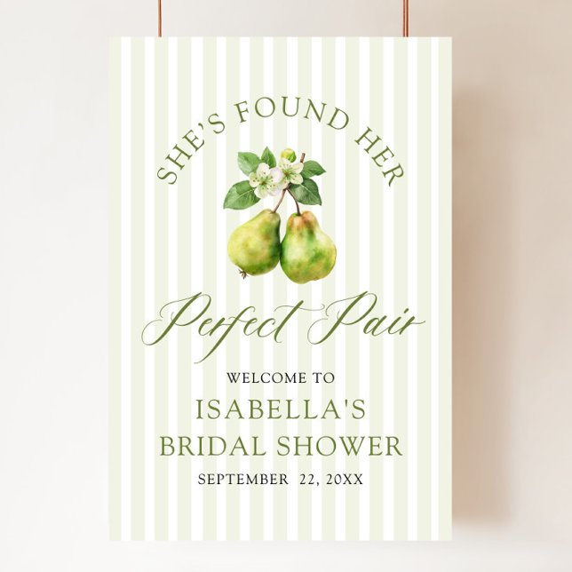 Póster Modern Green Gingham Perfect Pair Bridal Shower (Modern Green Gingham Perfect Pair Bridal Shower Welcome Sign)
