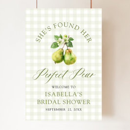 Póster Modern Green Gingham Perfect Pear Bridal Shower