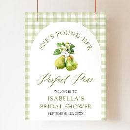 Póster Modern Green Gingham Perfect Pear Bridal Shower