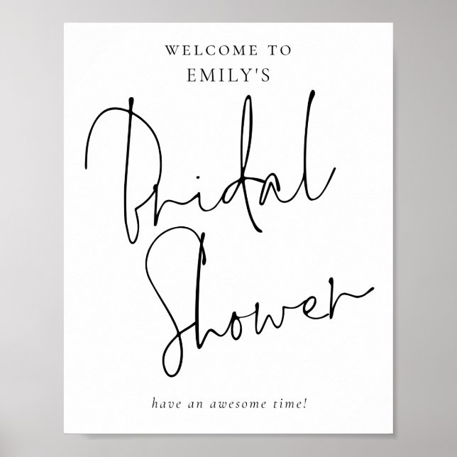 Póster Modern Handwritten Script Welcome to Bridal Shower (Frente)