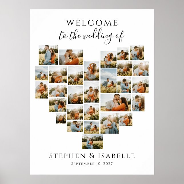 Póster Modern Heart Photo Collage Wedding Welcome (Frente)