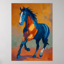 Póster Modern Impressionist Horse Painting Colorful