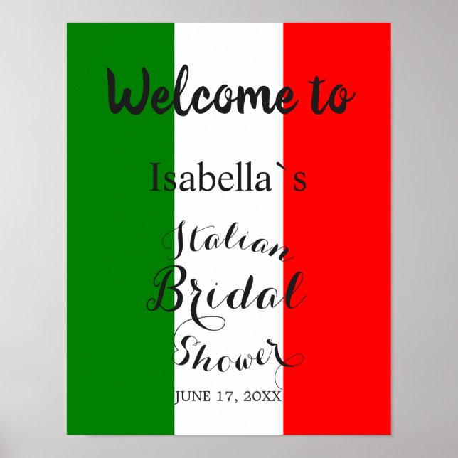 Póster Modern Italy Italian Bridal Shower Sign (Frente)