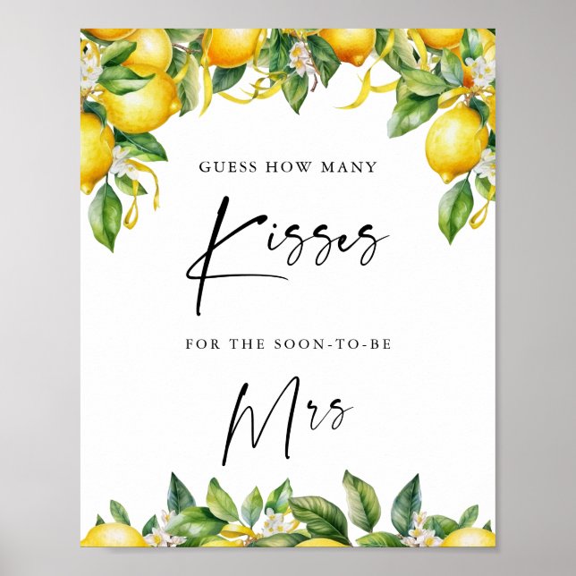 Póster Modern Lemon Citrus cuántos besos duchas de novia (Frente)