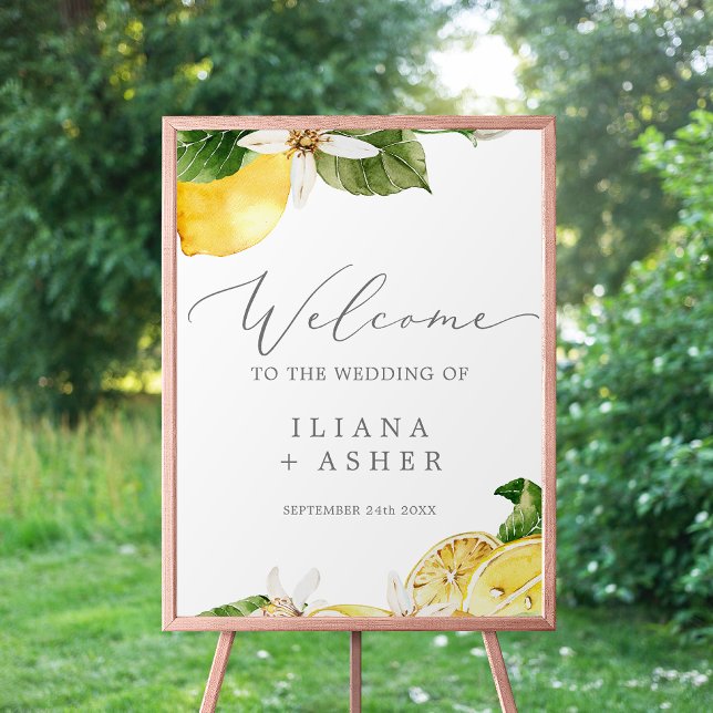 Póster Modern Lemon Garden Vertical Wedding Welcome (Subido por el creador)