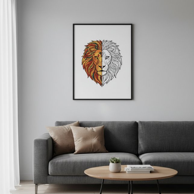 Póster Modern Lion Head Half Color Half Sketch poster (Subido por el creador)
